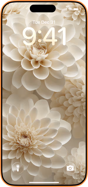 Wallpaper preview on iPhone 17 Pro Max running iOS 26 - Cream Dahlia Layers