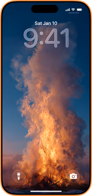 Wallpaper preview on iPhone 17 Pro Max running iOS 26 - Bonfire Tower