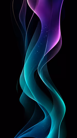 Abstract neon wave ribbons on a black background with teal, blue and purple gradients ultra hd 8K digital art