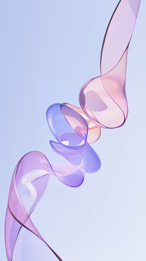 3D abstract ribbon composition centered on a soft blue background with pastel pink and purple tones, ultra HD.