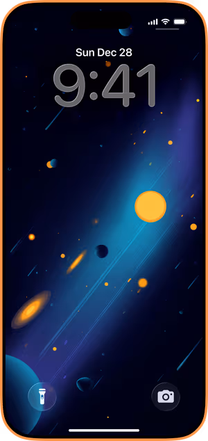 Wallpaper preview on iPhone 17 Pro Max running iOS 26 - Neon Galaxy Streak