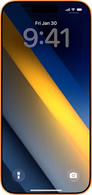 Wallpaper preview on iPhone 17 Pro Max running iOS 26 - Midnight Gold Stripe