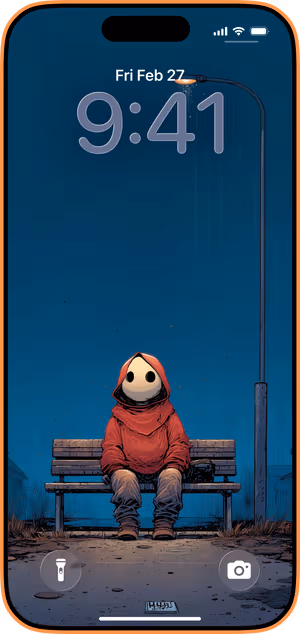 Wallpaper preview on iPhone 17 Pro Max running iOS 26 - Red Hooded Bench