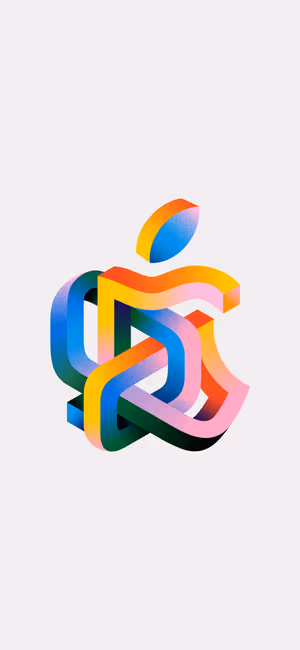 3D abstract twisted Apple logo ribbon on white minimalist background in vibrant aesthetic, ultra HD image