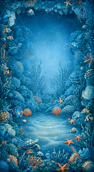 Azure Coral Reef Sanctuary — iPhone lock screen wallpaper