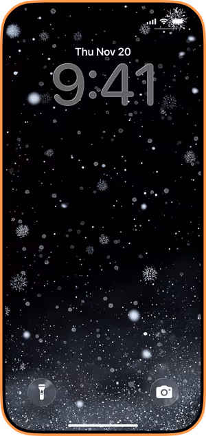 Wallpaper preview on iPhone 17 Pro Max running iOS 26 - Midnight Snowfall