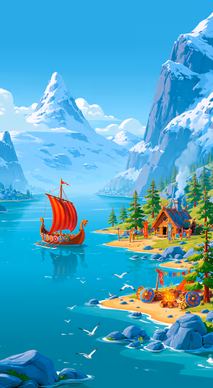 Vibrant Blue Viking Fjord — iPhone lock screen wallpaper