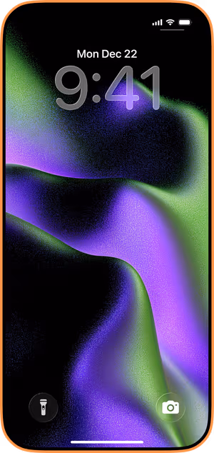 Wallpaper preview on iPhone 17 Pro Max running iOS 26 - Grainy Neon Waves
