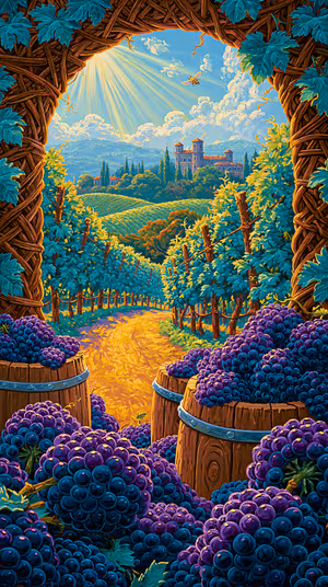Lush Purple Vineyard