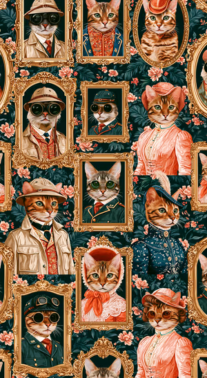 Vintage Cat Portraits — iPhone lock screen wallpaper
