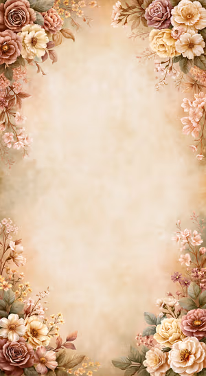 Vintage Beige Floral Frame — iPhone lock screen wallpaper