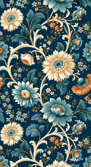 Vintage Teal Floral Pattern — iPhone lock screen wallpaper