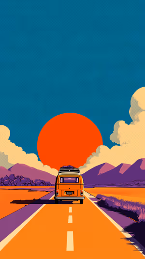 Retro Sunset Van