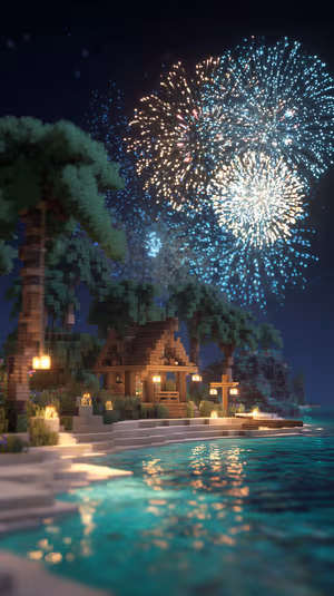 Voxel Cabin Fireworks