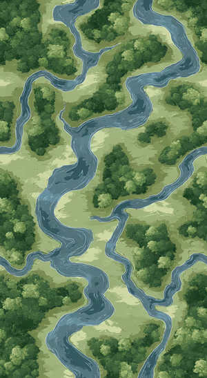 Watercolor River Forest