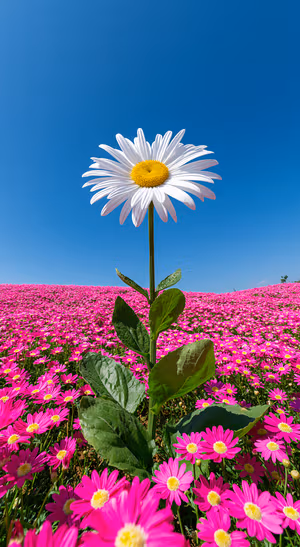 White Daisy Pink Meadow — iPhone lock screen wallpaper