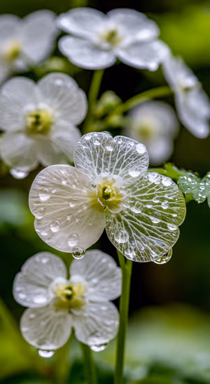 Dewy White Flower Macro — iPhone lock screen wallpaper