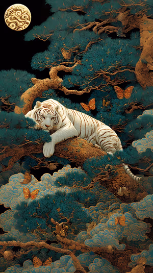Moonlit White Tiger