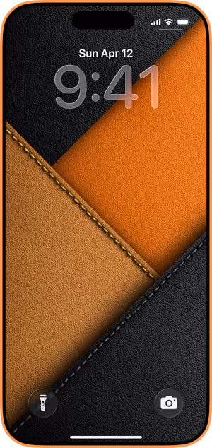 Wallpaper preview on iPhone 17 Pro Max running iOS 26 - Stitched Leather Layers