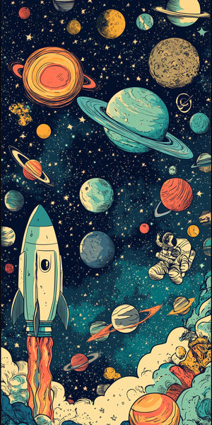 Space Rocket Adventure Wallpaper