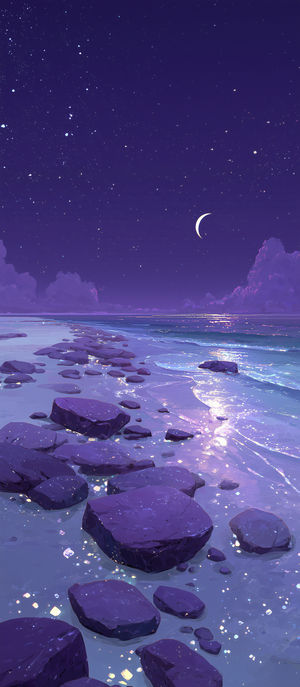 Moonlit Purple Beach