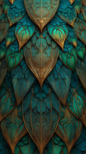 Abstract Teal Feather Pattern