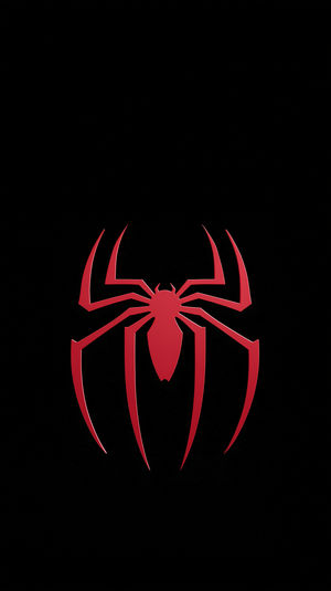 Minimalist red spider emblem centered on a solid black background for a bold dark mode aesthetic.