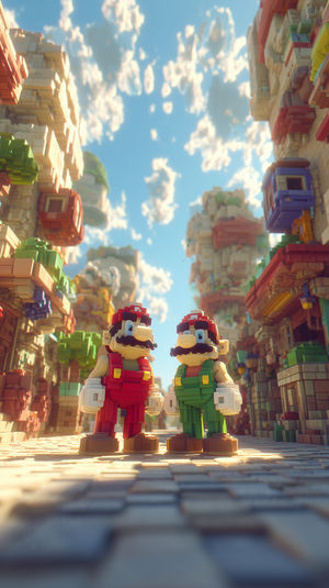 Voxel Pixel Plumbers - Download HD iPhone Lock Screen Wallpaper
