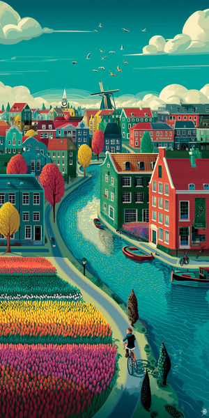 Tulip Fields Canal View