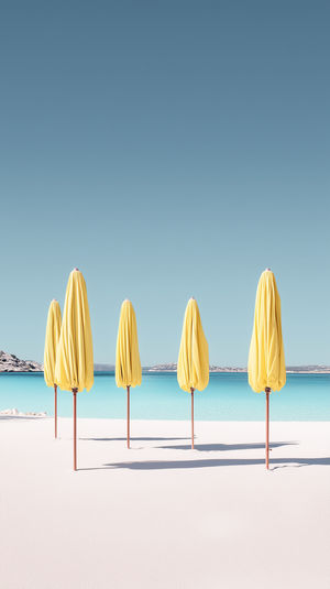 Yellow Beach Umbrellas Scene