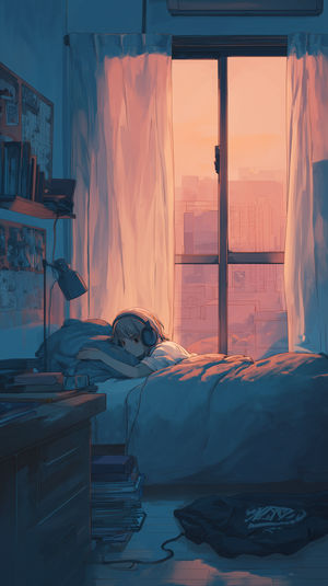 Anime Sunset Bedroom Scene - Download HD iPhone Lock Screen Wallpaper