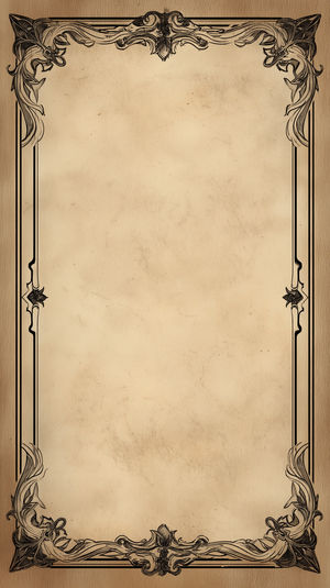Vertical antique parchment background with ornate sepia floral border frame ideal for vintage-themed design