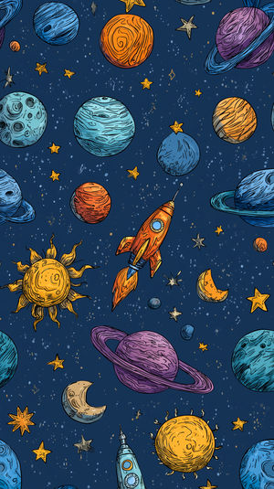 Space Pattern Doodle Wallpaper - Download HD iPhone Lock Screen Wallpaper