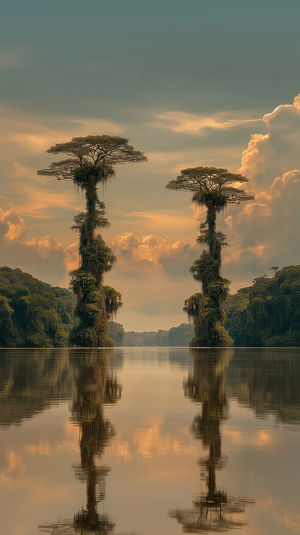 Tree Reflection Sunset View