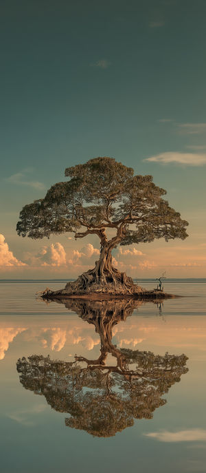 Tree Reflection On Water
