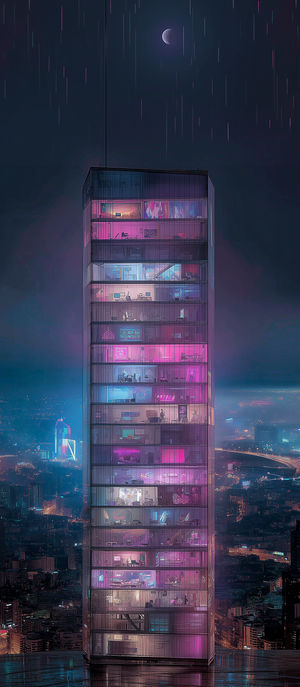 Cyberpunk Neon Skyscraper