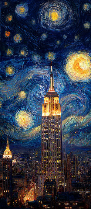 Starry Night Skyline New York