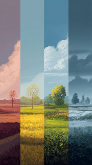Seasonal Landscape Quartet - Download HD iPhone Lock Screen Wallpaper