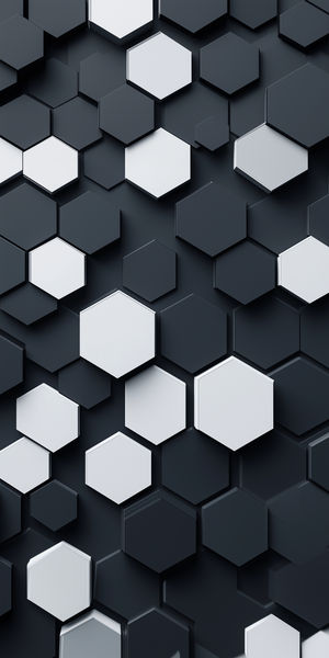 Seamless 3D hexagon pattern in dark and light shades forming an abstract geometric background for high-resolution wallpaper