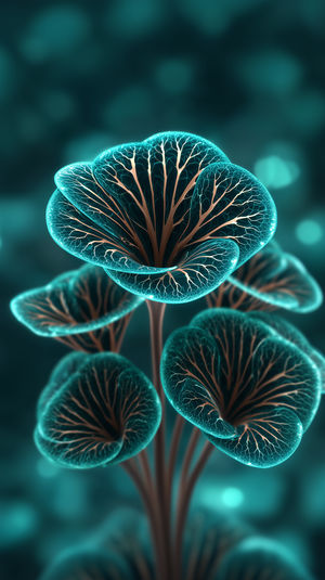 Bioluminescent Mushroom Cluster