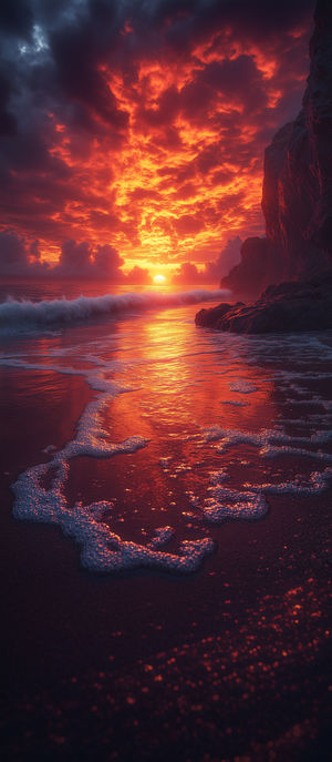 Stunning Sunset at the Shore - Premium iPhone Lock Screen Wallpaper