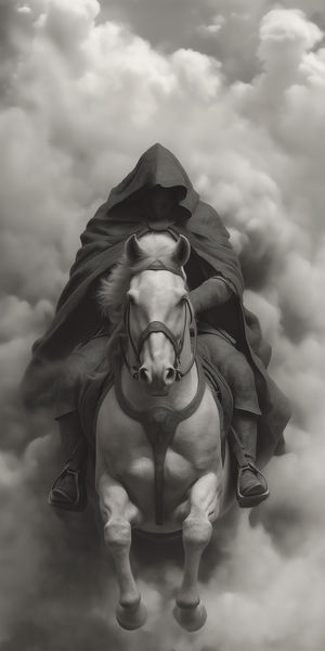 Mystical Rider in Clouds - Premium iPhone Lock Screen Wallpaper