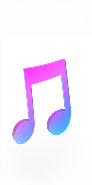 A 3D music note icon in a pink-to-blue gradient floating on a white background as a minimalist wallpaper
