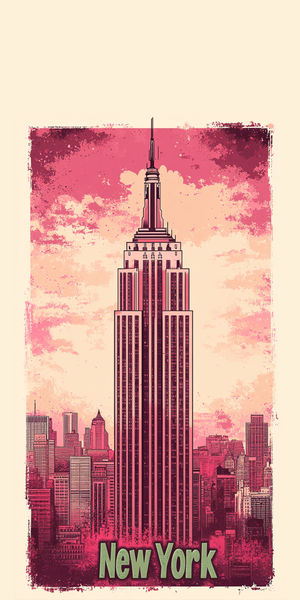Pink NYC Skyline - Premium iPhone Lock Screen Wallpaper