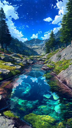 Mountain Stream Reflection
