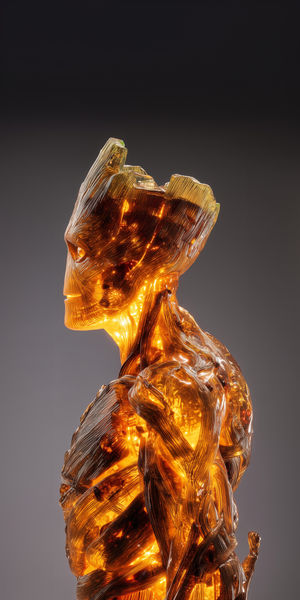 Glowing Amber Glass Golem