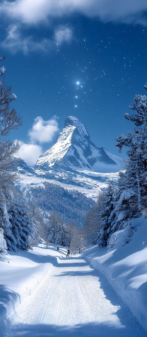 Snowy Mountain Path Panorama