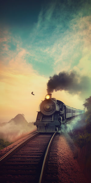 Steam Train At Sunrise