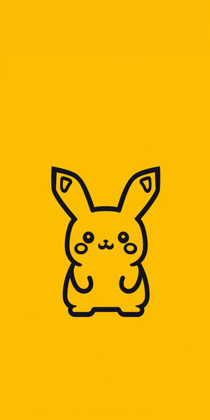 Cute Minimalist Pikachu - Premium iPhone Lock Screen Wallpaper