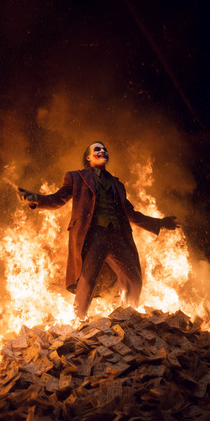 Fiery Joker Drama - Premium iPhone Lock Screen Wallpaper